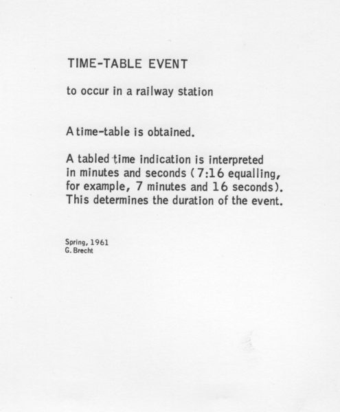 George Brecht - Timetable Event